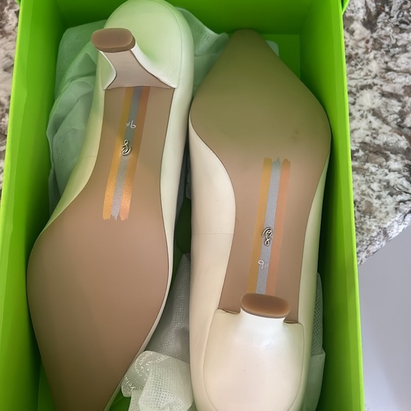 Sam Edelman BIANKA IVORY LEATHER KITTEN HEEL Pointed Toe PUMP NIB NEW sz 9.5 - Picture 12 of 17